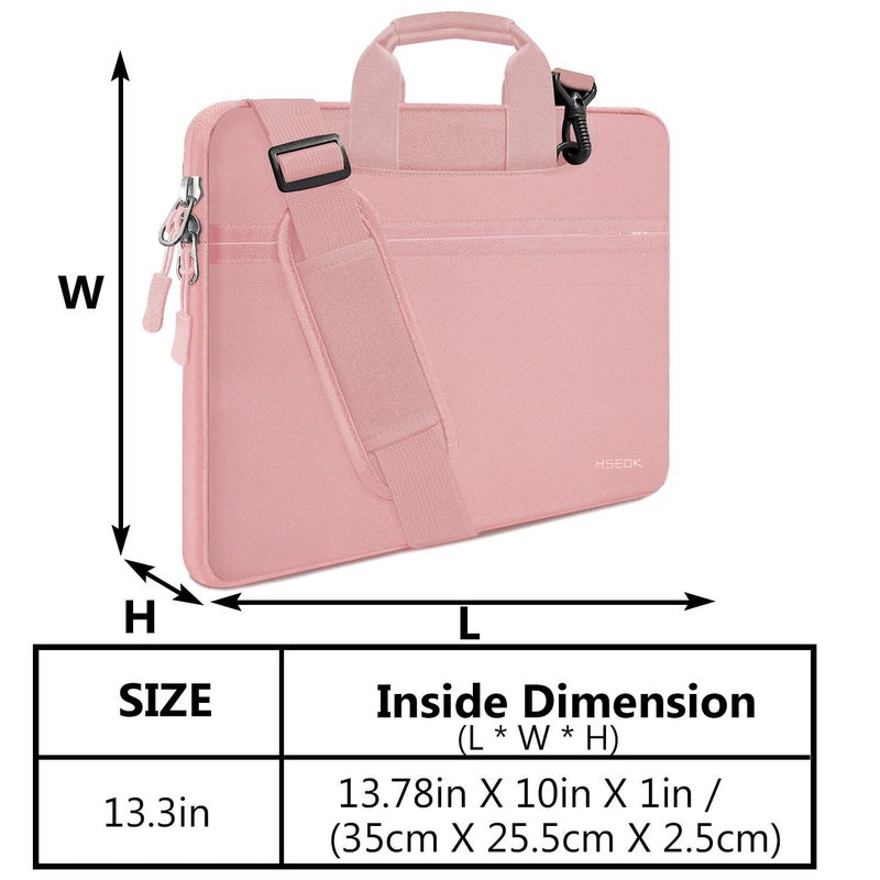 HSEOK Laptop Shoulder Bag 13 13.3 14 Inch Case Compatible with MacBook Pro 14 2025-2021 M4/M3/M2/M1, Mac Air/pro 13-13.3 Inch and Most Popular 13-14 Notebooks,Spill-Resistant Briefcase, Pink - Image 2